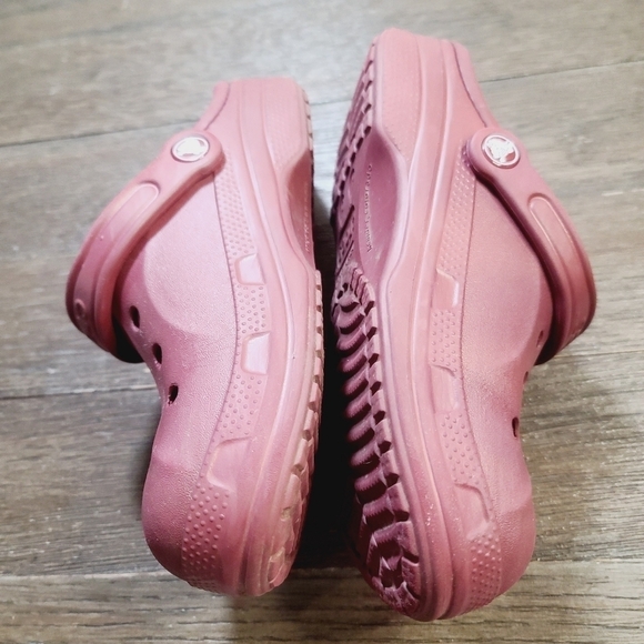 Crocs Classic Sherpa Lined Burgundy Red Perforated Slide on Clog size 6 - Picture 3 of 11